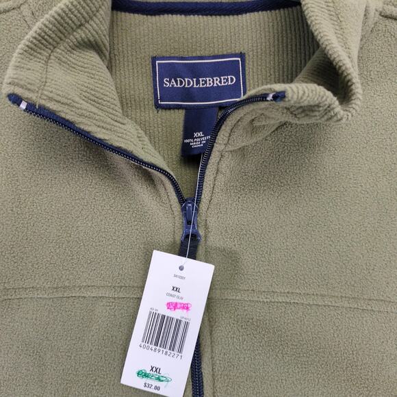 NWT Saddlebred Green 1/4 Zip Fleece Jacket Men's XXL Mock Neck Pockets Casual - Picture 7 of 10